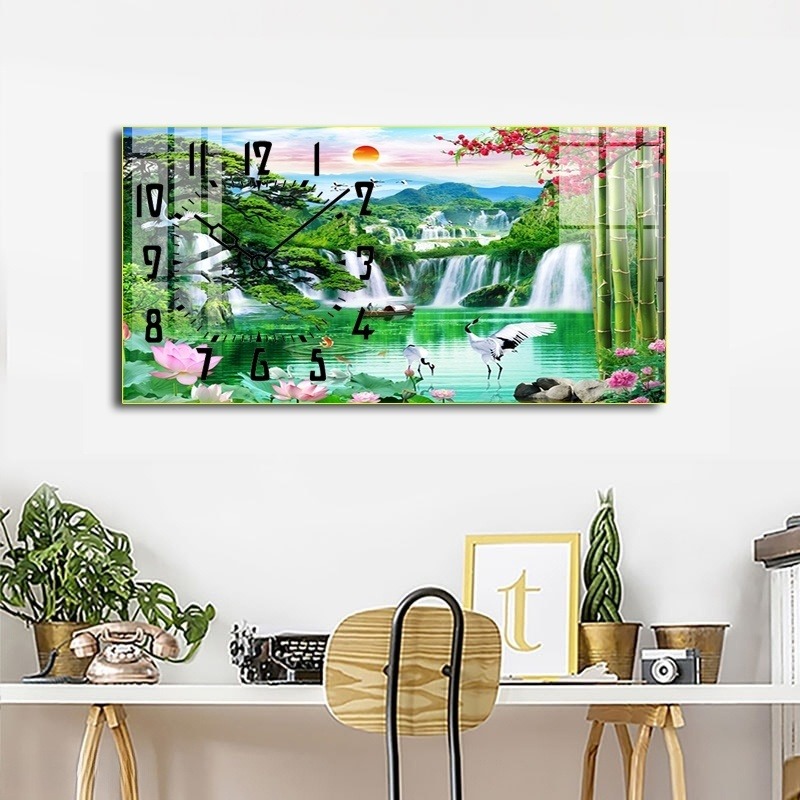 Tranh Đồng Hồ Tráng Gương Treo Tường Sơn Thủy Hữu Tình 04 (5 mẫu)