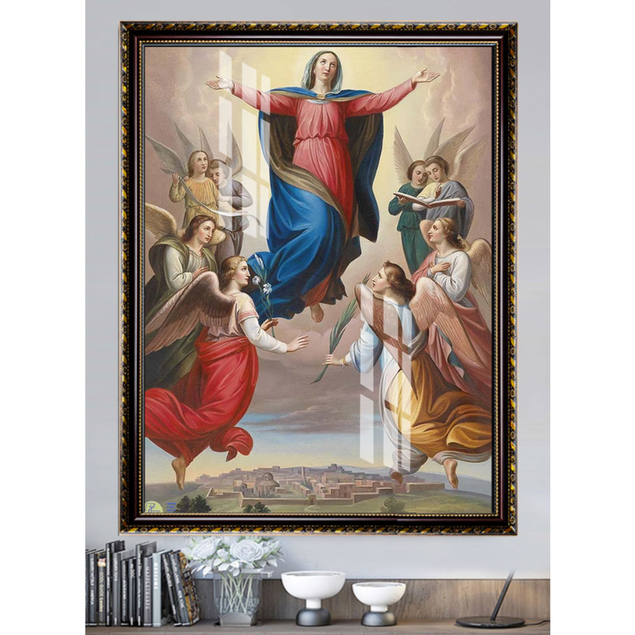 Tranh Gỗ Phù Điêu Treo Tường Đóng Khung Cao Cấp - Đức Mẹ Maria 03