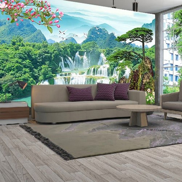Tranh Dán Tường Sơn Thủy Thác Nước 1