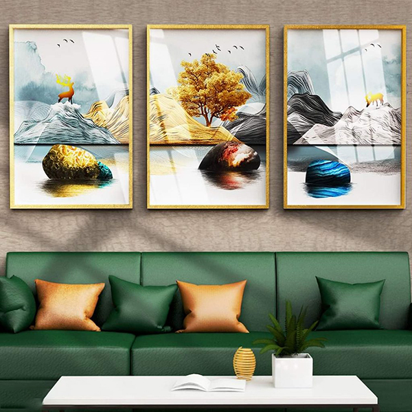 Tranh Treo Tường Đàn Én Cùng Cặp Nai Vàng