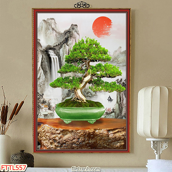Tranh Treo Tường Ngày Tết Cây Bonsai
