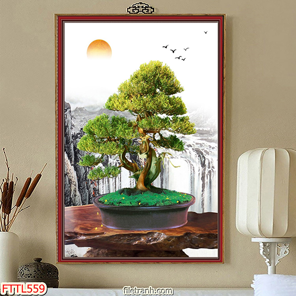 Tranh Treo Tường Ngày Tết Cây Bonsai