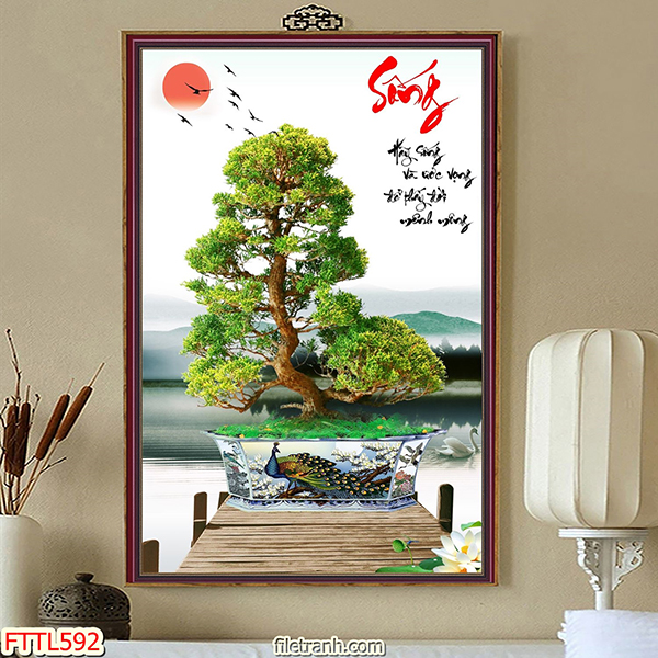 Tranh Treo Tường Ngày Tết Cây Bonsai