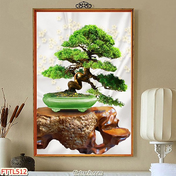 Tranh Treo Tường Ngày Tết Cây Bonsai