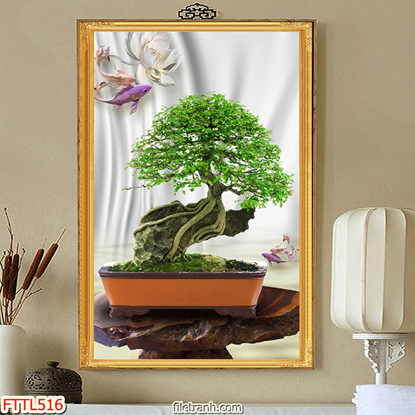 Tranh Treo Tường Ngày Tết Cây Bonsai