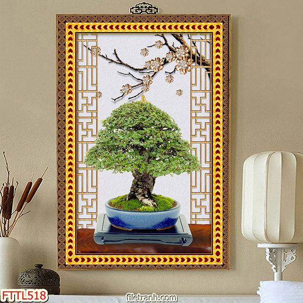 Tranh Treo Tường Ngày Tết Cây Bonsai