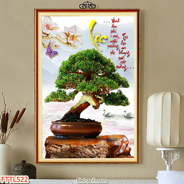 Tranh Treo Tường Ngày Tết Cây Bonsai