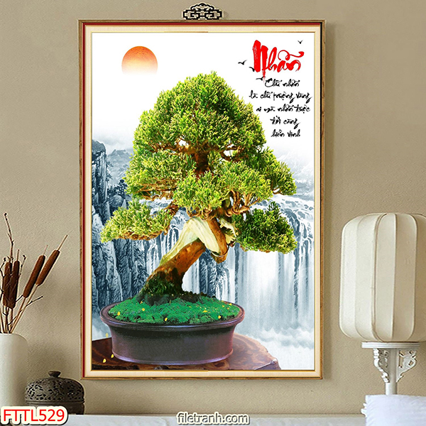 Tranh Treo Tường Ngày Tết Cây Bonsai