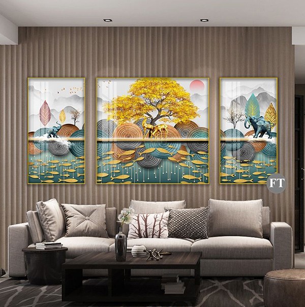 Tranh Treo Tường Nghệ Thuật Đôi Hươu Vàng 06