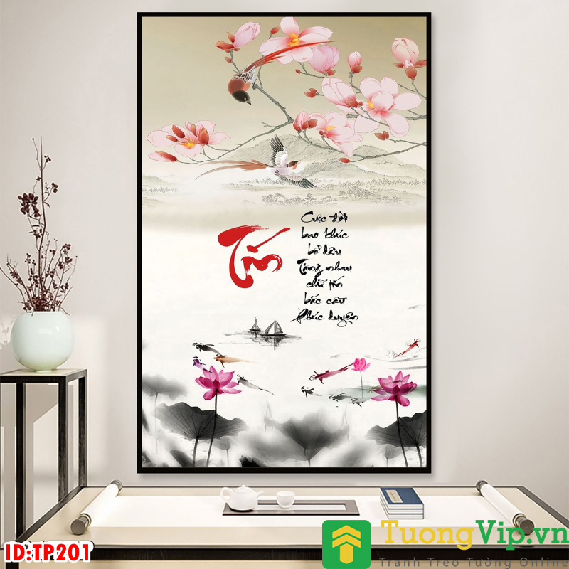 Tranh Treo Tường Nghệ Thuật Thư Pháp Chữ Tín