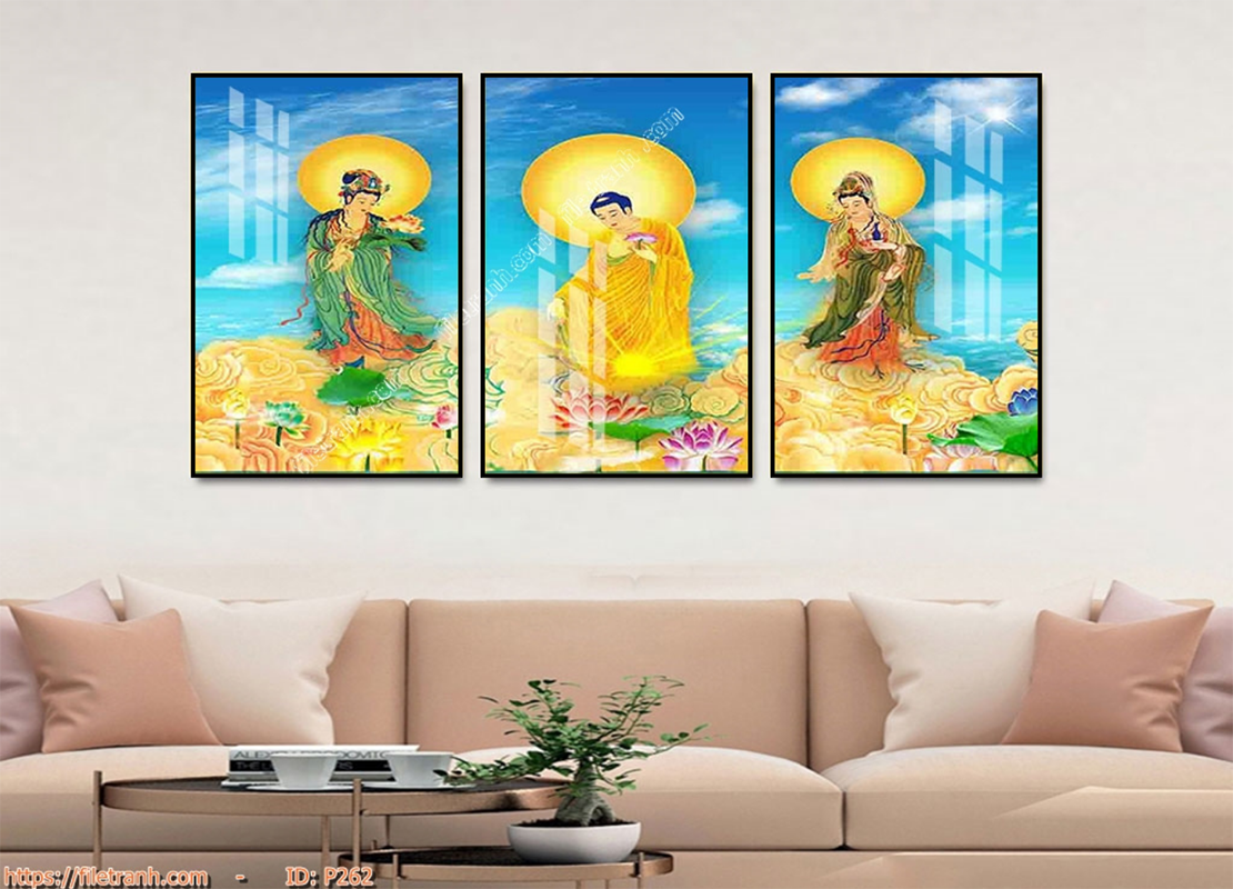 Tranh Treo Tường Phật Giáo Bộ 3 Tấm 01