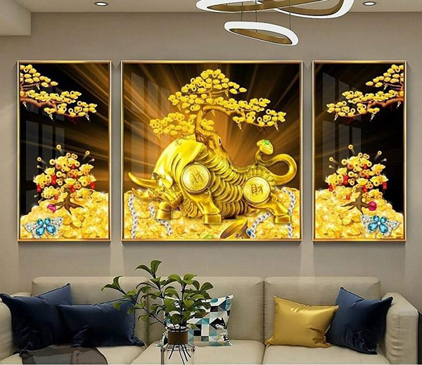 Tranh Treo Tường Trâu Vàng Nghệ Thuật