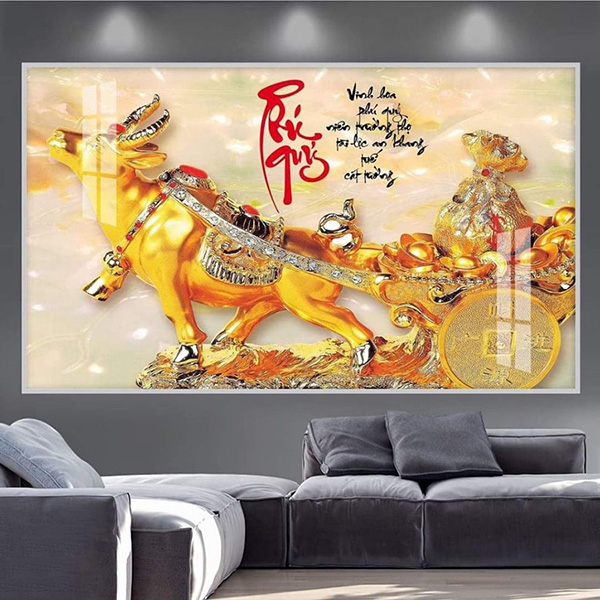 Tranh Treo Tường Trâu Vàng Phú Quý