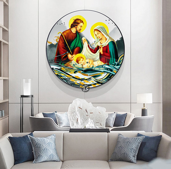 Tranh Tròn Tráng Gương Công Giáo Gia Đình Của Chúa 02