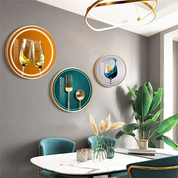 Tranh Tròn Tráng Gương Phòng Ăn Ly Rượu Nghệ Thuật