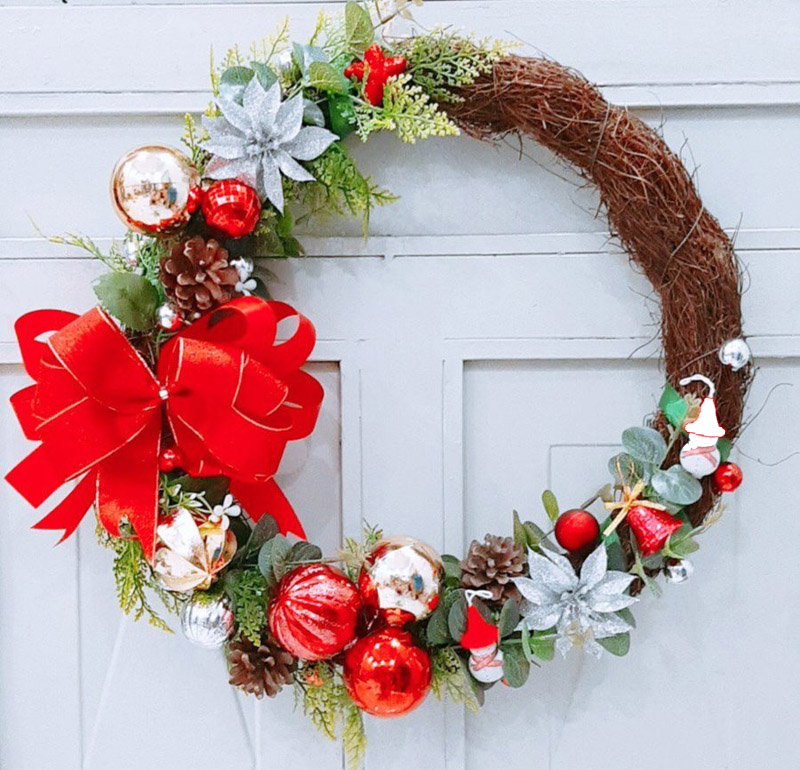 Vòng Nguyệt Quế Trang Merry Christmas Trí Noel 43 - 40cm