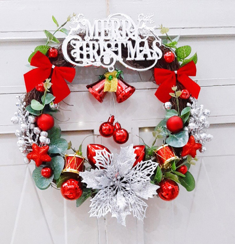 Vòng Nguyệt Quế Trang Merry Christmas Trí Noel 44 - 30cm