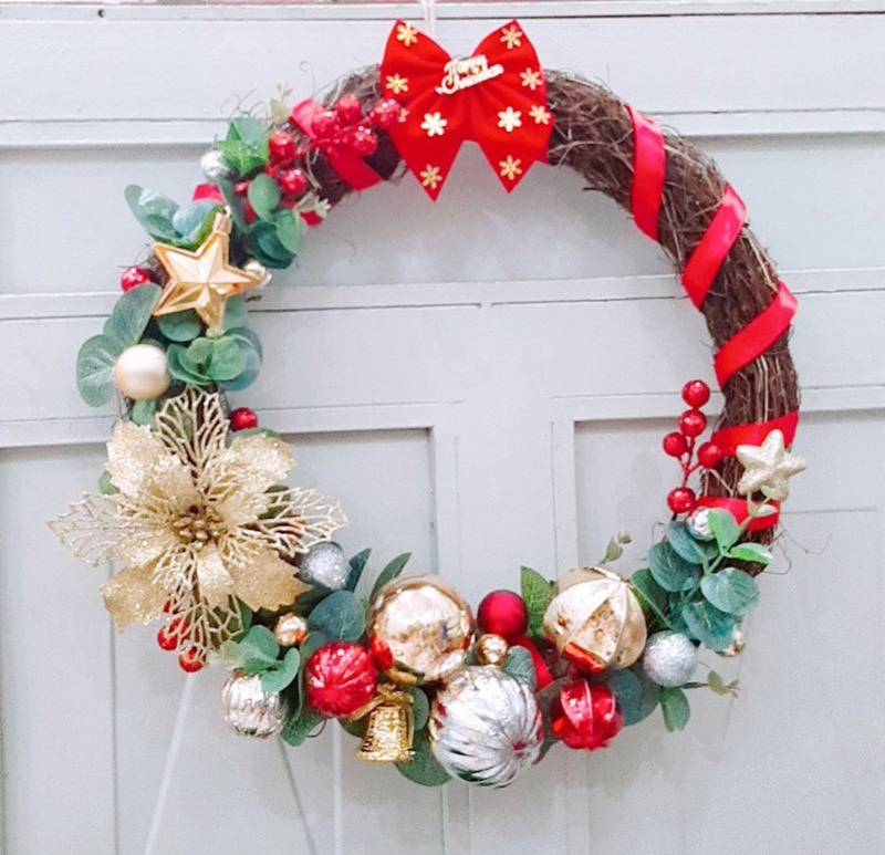 Vòng Nguyệt Quế Trang Merry Christmas Trí Noel 45 - 35cm